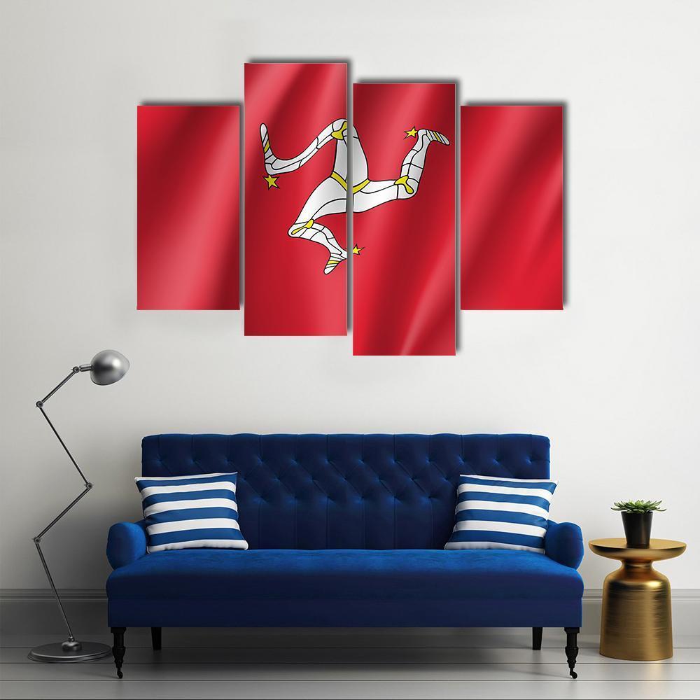 Isle Of Man National Flag Canvas Wall Art-4 Pop-Gallery Wrap-50" x 32"-Tiaracle