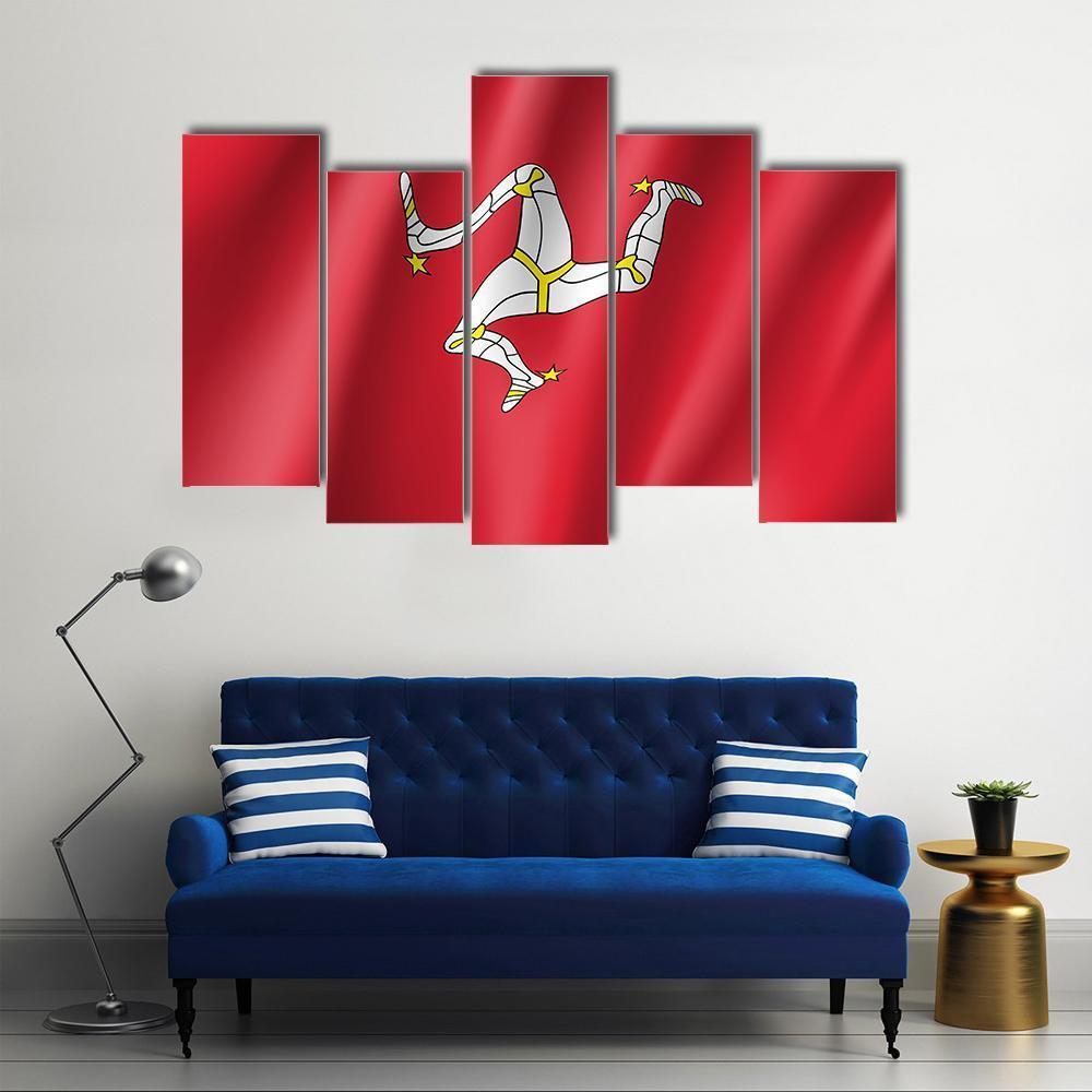 Isle Of Man National Flag Canvas Wall Art-5 Pop-Gallery Wrap-47" x 32"-Tiaracle