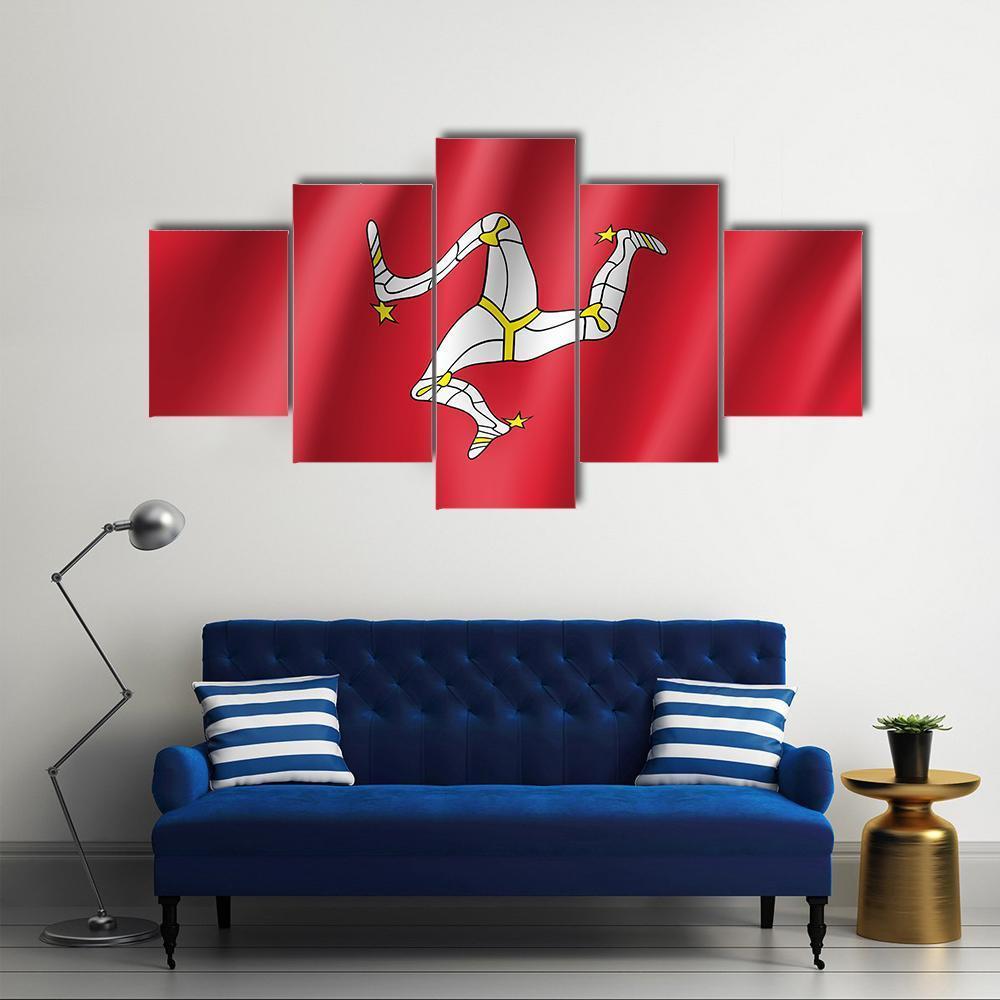 Isle Of Man National Flag Canvas Wall Art-5 Star-Gallery Wrap-62" x 32"-Tiaracle