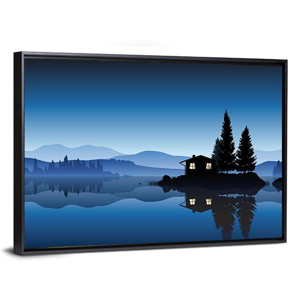 Islet In The Lake Canvas Wall Art-3 Horizontal-Gallery Wrap-25" x 16"-Tiaracle