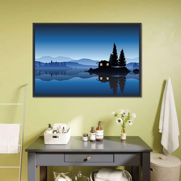 Islet In The Lake Canvas Wall Art-1 Piece-Floating Frame-24" x 16"-Tiaracle