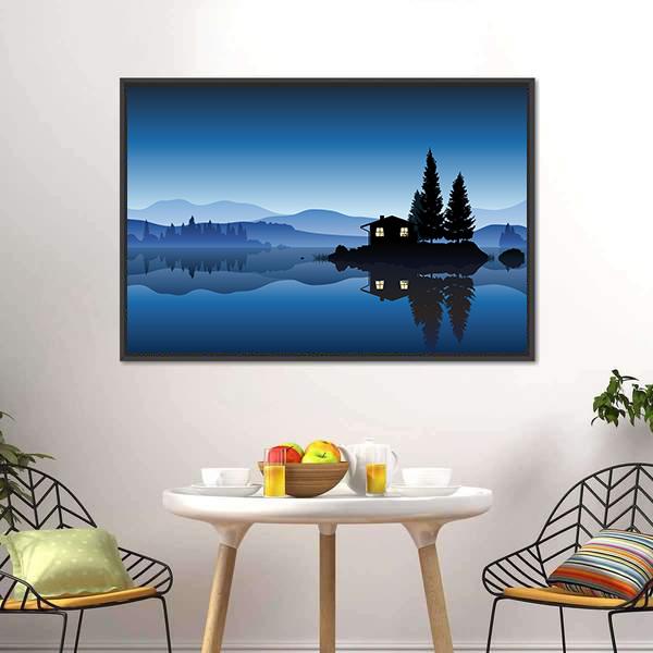 Islet In The Lake Canvas Wall Art-3 Horizontal-Gallery Wrap-25" x 16"-Tiaracle
