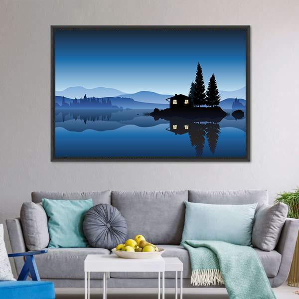 Islet In The Lake Canvas Wall Art-3 Horizontal-Gallery Wrap-25" x 16"-Tiaracle