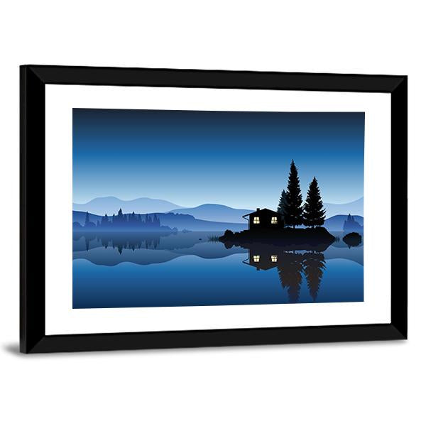 Islet In The Lake Canvas Wall Art-3 Horizontal-Gallery Wrap-25" x 16"-Tiaracle