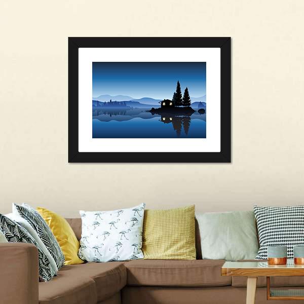 Islet In The Lake Canvas Wall Art-3 Horizontal-Gallery Wrap-25" x 16"-Tiaracle