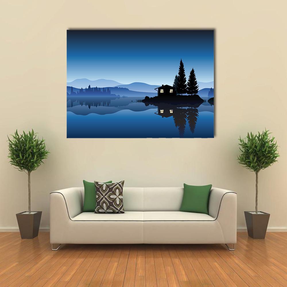 Islet In The Lake Canvas Wall Art-1 Piece-Gallery Wrap-48" x 32"-Tiaracle