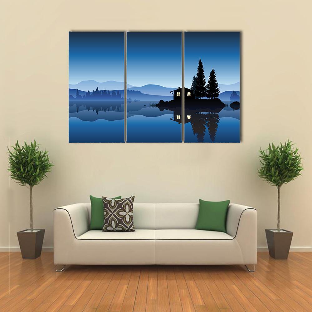 Islet In The Lake Canvas Wall Art-3 Horizontal-Gallery Wrap-37" x 24"-Tiaracle