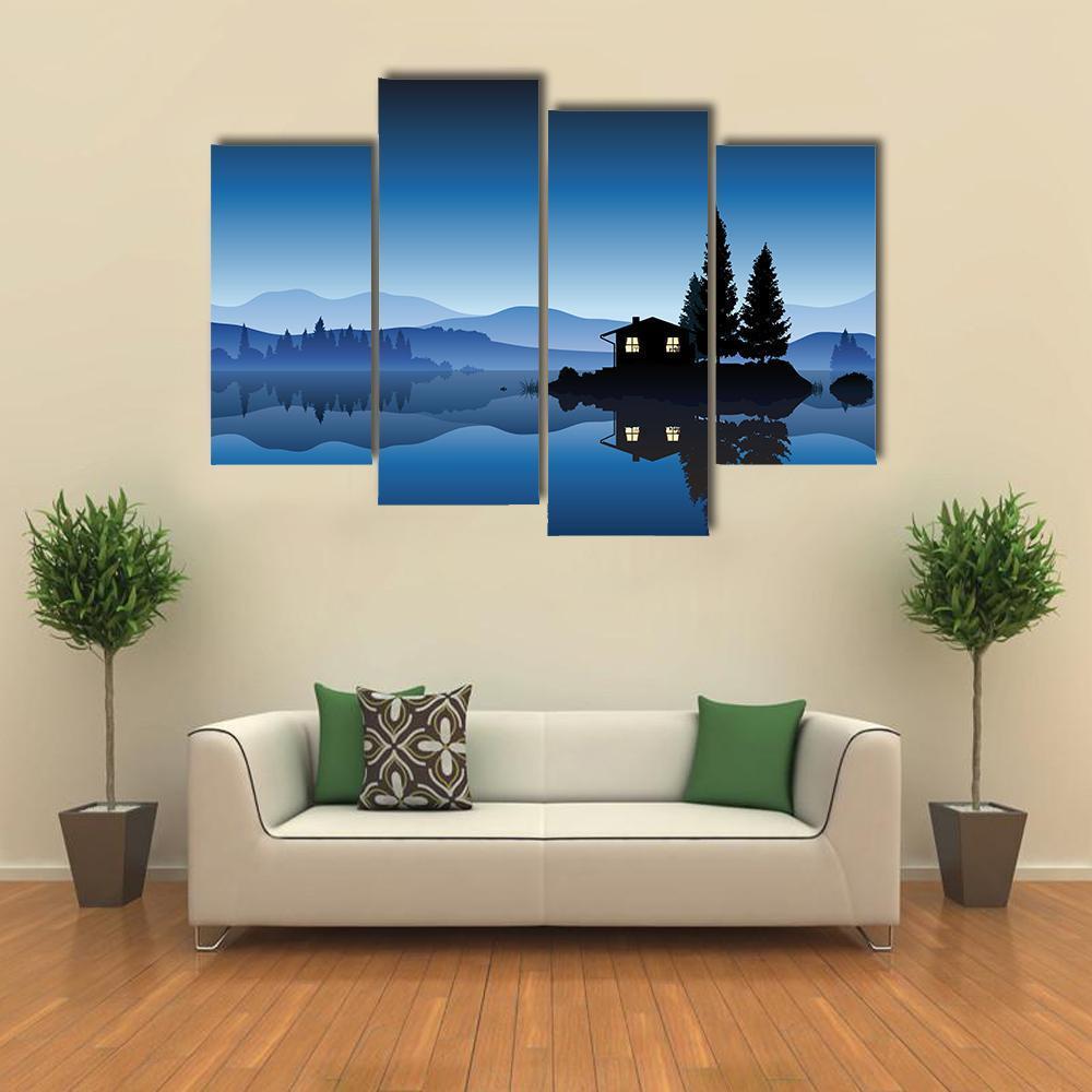 Islet In The Lake Canvas Wall Art-4 Pop-Gallery Wrap-50" x 32"-Tiaracle