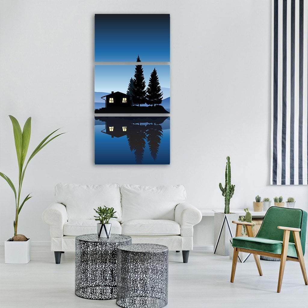 Islet In The Lake Vertical Canvas Wall Art-3 Vertical-Gallery Wrap-12" x 25"-Tiaracle
