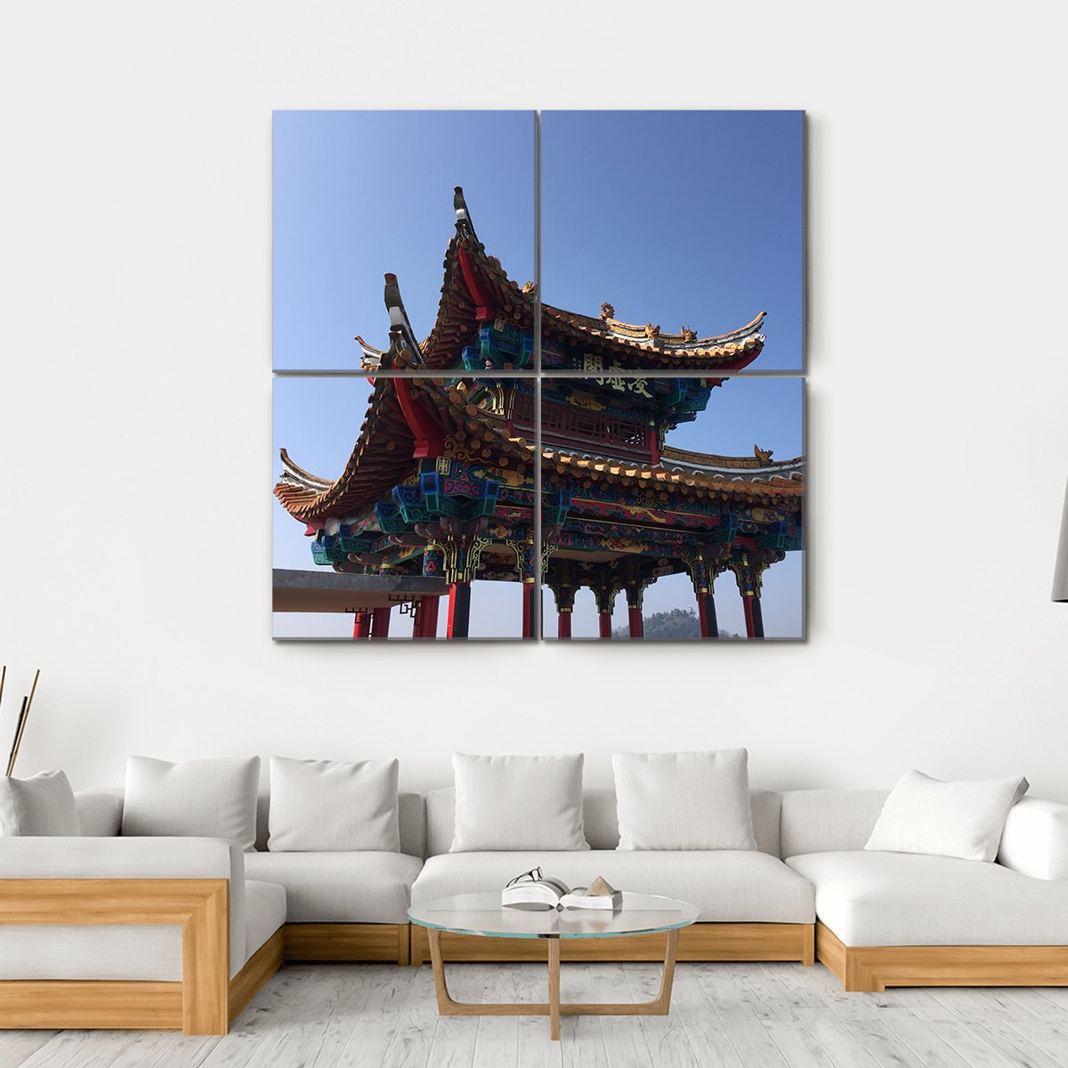 Isolated Temple In Kunming Canvas Wall Art-4 Square-Gallery Wrap-17" x 17"-Tiaracle