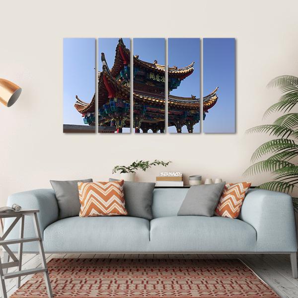 Isolated Temple In Kunming Canvas Wall Art-5 Horizontal-Gallery Wrap-22" x 12"-Tiaracle