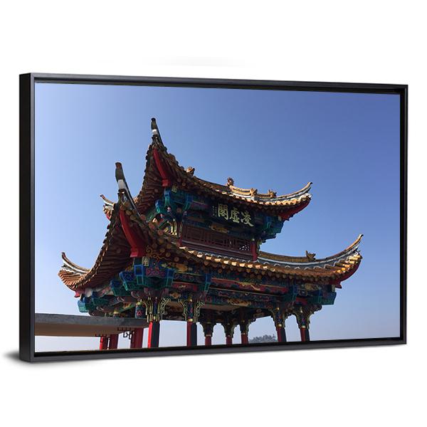 Isolated Temple In Kunming Canvas Wall Art-3 Horizontal-Gallery Wrap-25" x 16"-Tiaracle