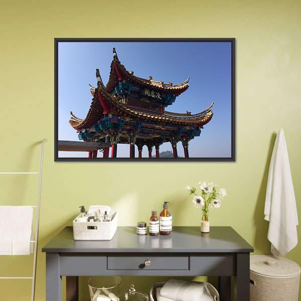 Isolated Temple In Kunming Canvas Wall Art-1 Piece-Floating Frame-24" x 16"-Tiaracle