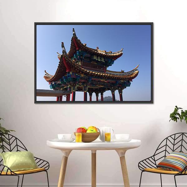 Isolated Temple In Kunming Canvas Wall Art-3 Horizontal-Gallery Wrap-25" x 16"-Tiaracle