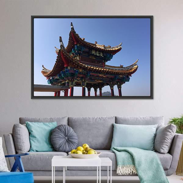 Isolated Temple In Kunming Canvas Wall Art-3 Horizontal-Gallery Wrap-25" x 16"-Tiaracle
