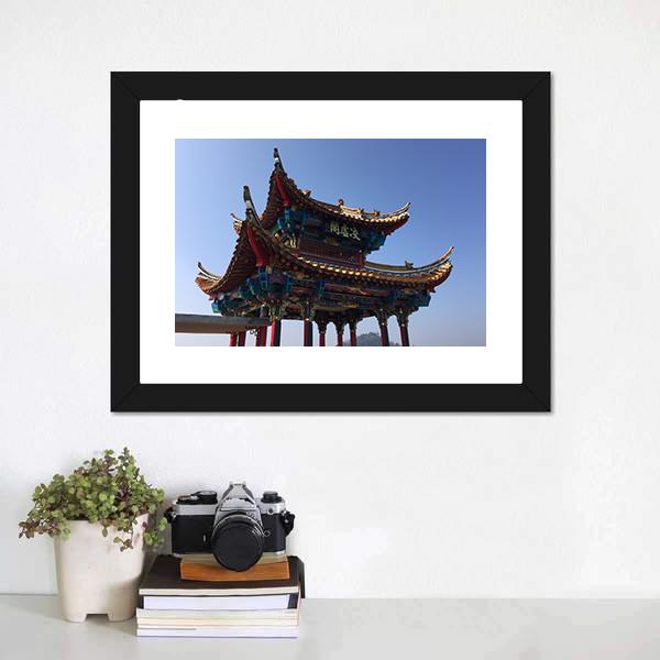 Isolated Temple In Kunming Canvas Wall Art-1 Piece-Framed Print-20" x 16"-Tiaracle