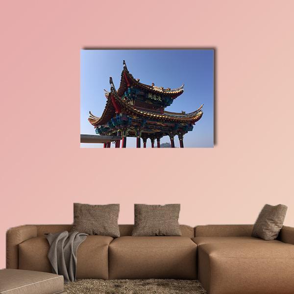 Isolated Temple In Kunming Canvas Wall Art-4 Pop-Gallery Wrap-50" x 32"-Tiaracle