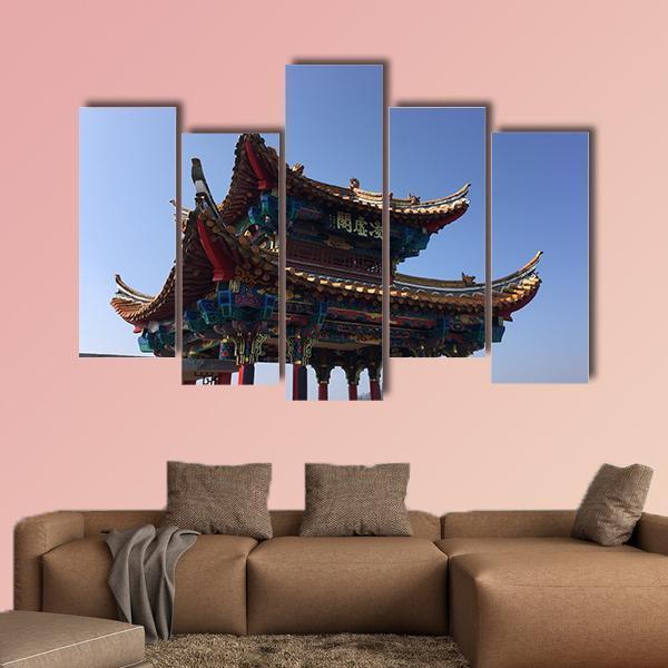 Isolated Temple In Kunming Canvas Wall Art-5 Pop-Gallery Wrap-47" x 32"-Tiaracle