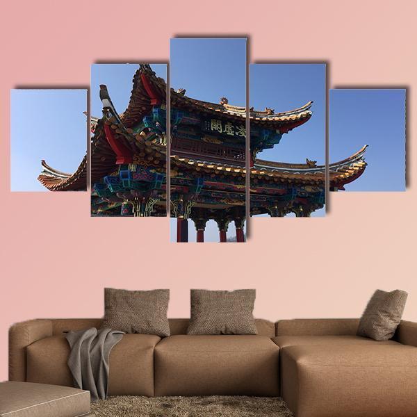 Isolated Temple In Kunming Canvas Wall Art-5 Star-Gallery Wrap-62" x 32"-Tiaracle