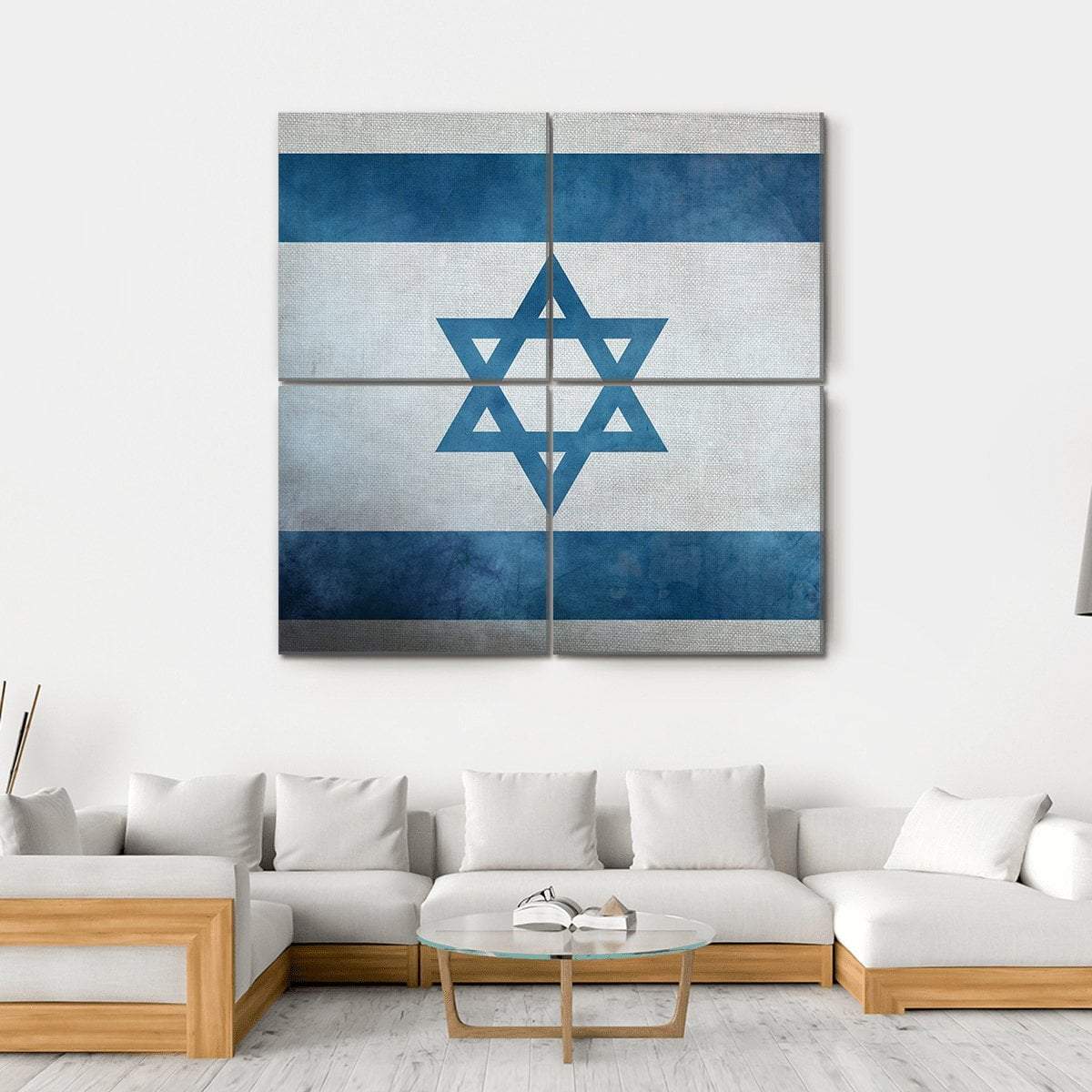 Grunge Israeli Flag Canvas Wall Art-4 Square-Gallery Wrap-17" x 17"-Tiaracle
