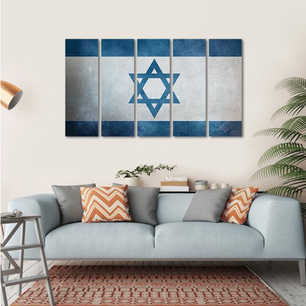 Grunge Israeli Flag Canvas Wall Art-5 Horizontal-Gallery Wrap-22" x 12"-Tiaracle
