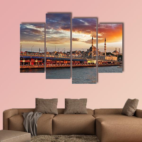 Istanbul At Dramatic Sunset Canvas Wall Art-4 Pop-Gallery Wrap-50" x 32"-Tiaracle