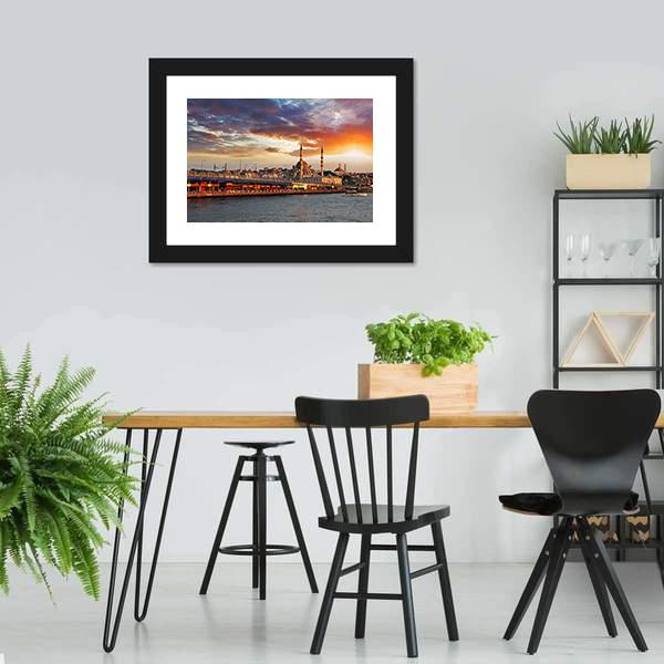 Istanbul At Dramatic Sunset Canvas Wall Art-3 Horizontal-Gallery Wrap-25" x 16"-Tiaracle