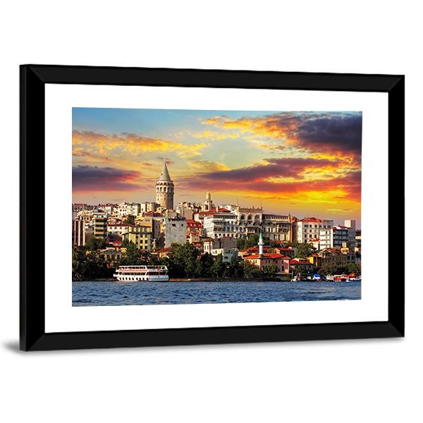 Istanbul At Sunset Canvas Wall Art-3 Horizontal-Gallery Wrap-25" x 16"-Tiaracle