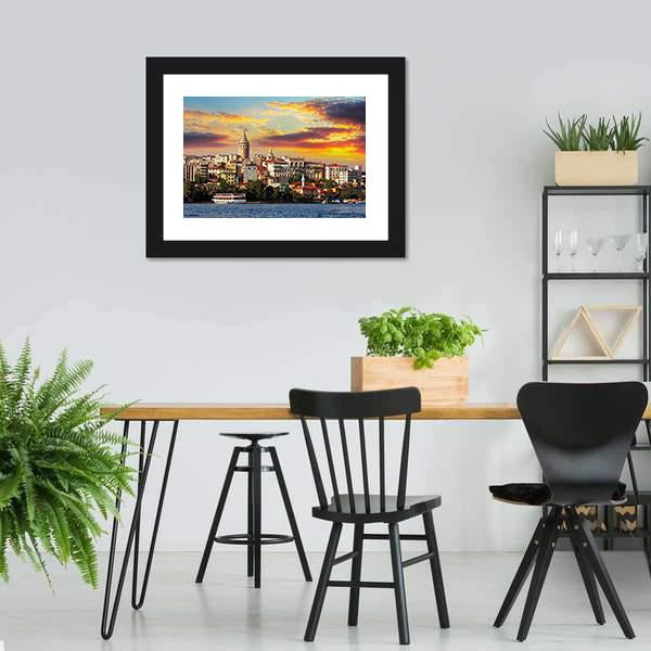 Istanbul At Sunset Canvas Wall Art-3 Horizontal-Gallery Wrap-25" x 16"-Tiaracle