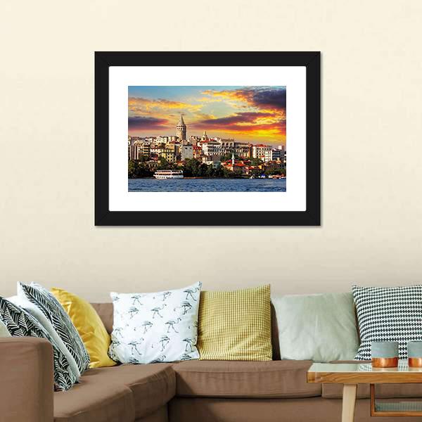 Istanbul At Sunset Canvas Wall Art-3 Horizontal-Gallery Wrap-25" x 16"-Tiaracle