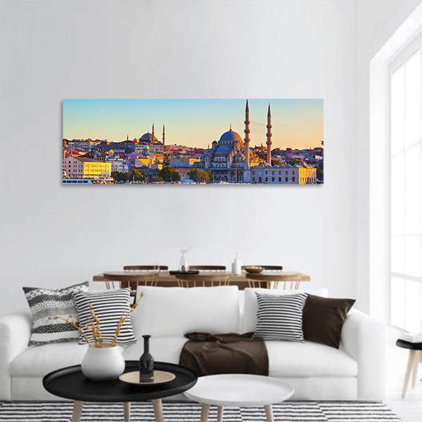 Istanbul Sunset Turkey Panoramic Canvas Wall Art-1 Piece-36" x 12"-Tiaracle