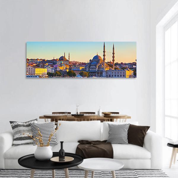 Istanbul Sunset Turkey Panoramic Canvas Wall Art-3 Piece-25" x 08"-Tiaracle