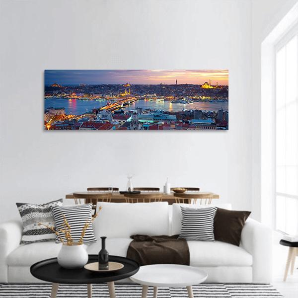 Istanbul Sunset Panoramic Canvas Wall Art-1 Piece-36" x 12"-Tiaracle
