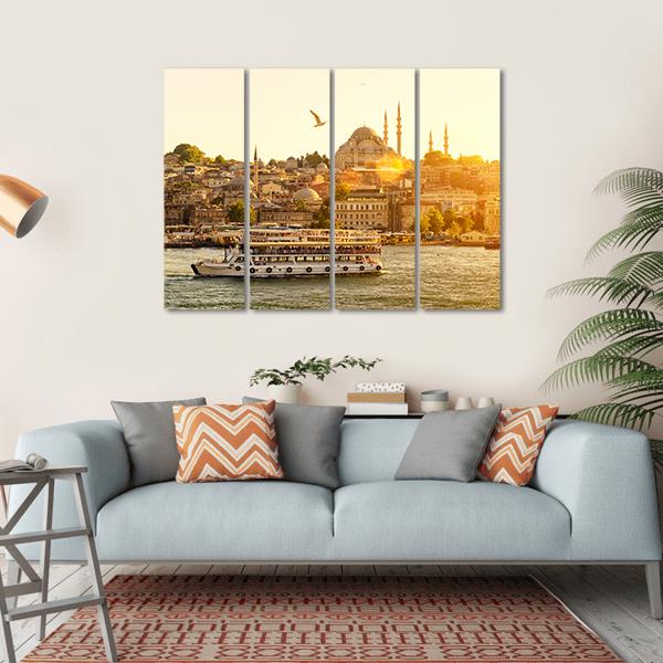 Istanbul At Sunset Turkey Canvas Wall Art-4 Horizontal-Gallery Wrap-34" x 24"-Tiaracle