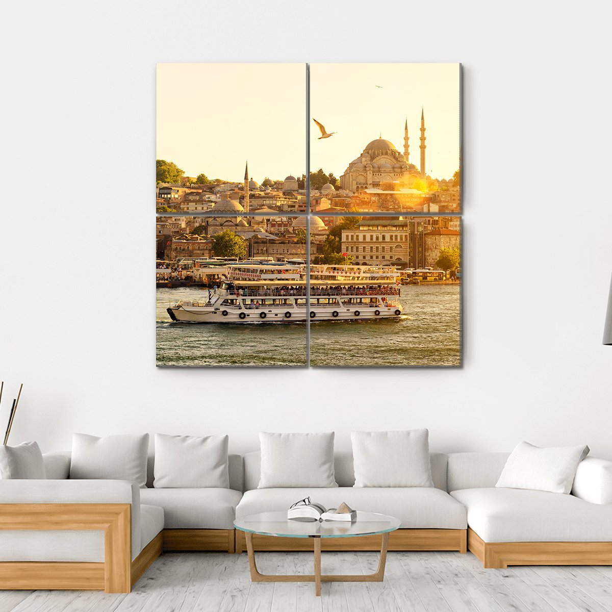 Istanbul At Sunset Turkey Canvas Wall Art-4 Square-Gallery Wrap-17" x 17"-Tiaracle