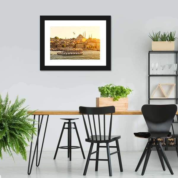 Istanbul At Sunset Turkey Canvas Wall Art-5 Horizontal-Gallery Wrap-22" x 12"-Tiaracle