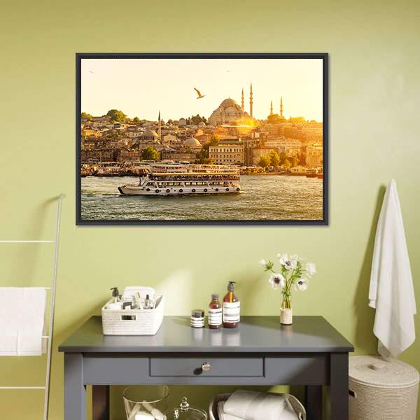 Istanbul At Sunset Turkey Canvas Wall Art-3 Horizontal-Gallery Wrap-25" x 16"-Tiaracle