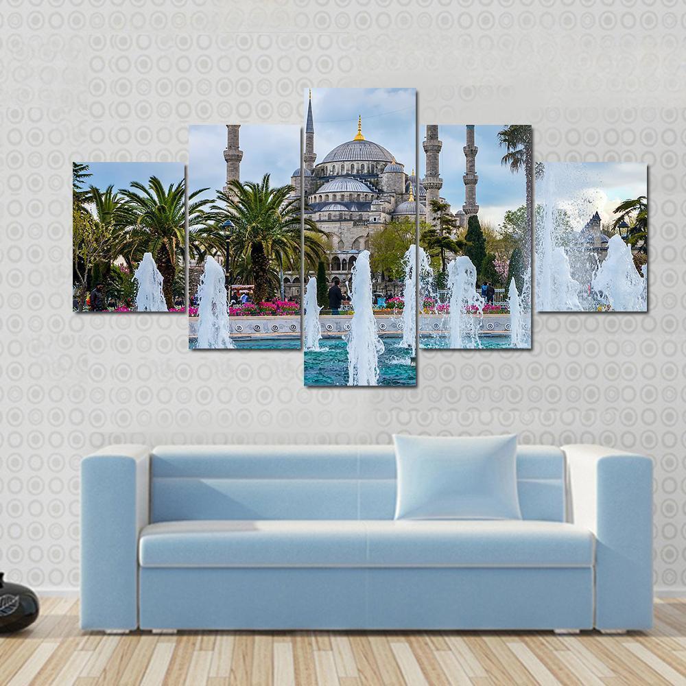 Istanbul Capital Of Turkey Canvas Wall Art-5 Star-Gallery Wrap-62" x 32"-Tiaracle