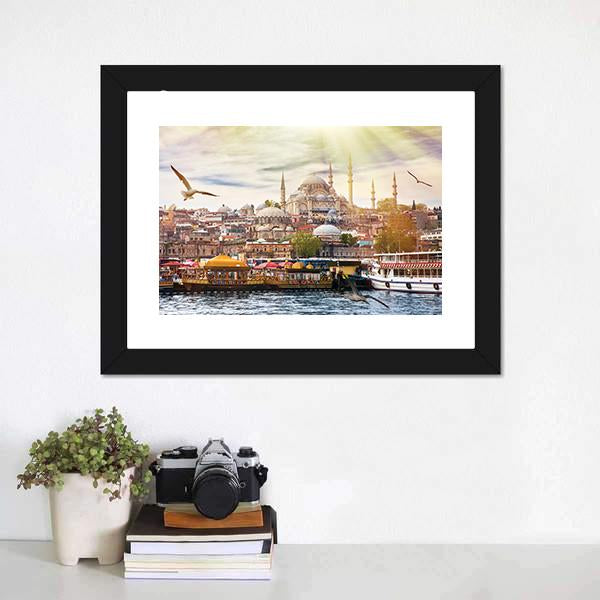 Istanbul City Canvas Wall Art-1 Piece-Framed Print-20&quot; x 16&quot;-Tiaracle