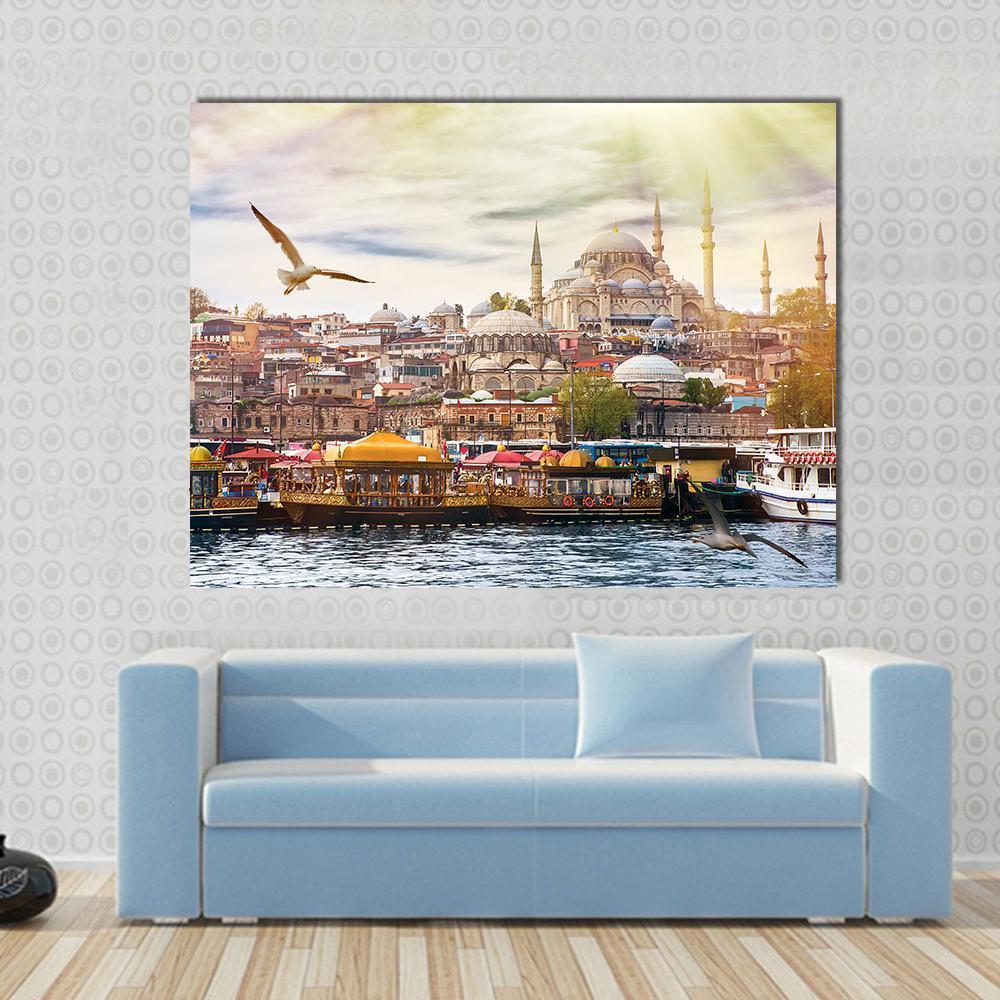 Istanbul City Canvas Wall Art-1 Piece-Gallery Wrap-48" x 32"-Tiaracle