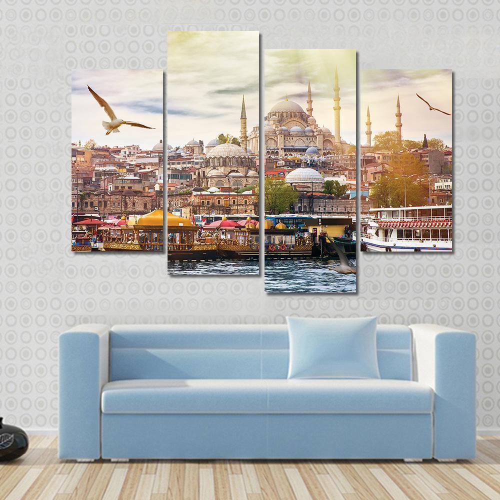 Istanbul City Canvas Wall Art-4 Pop-Gallery Wrap-50&quot; x 32&quot;-Tiaracle