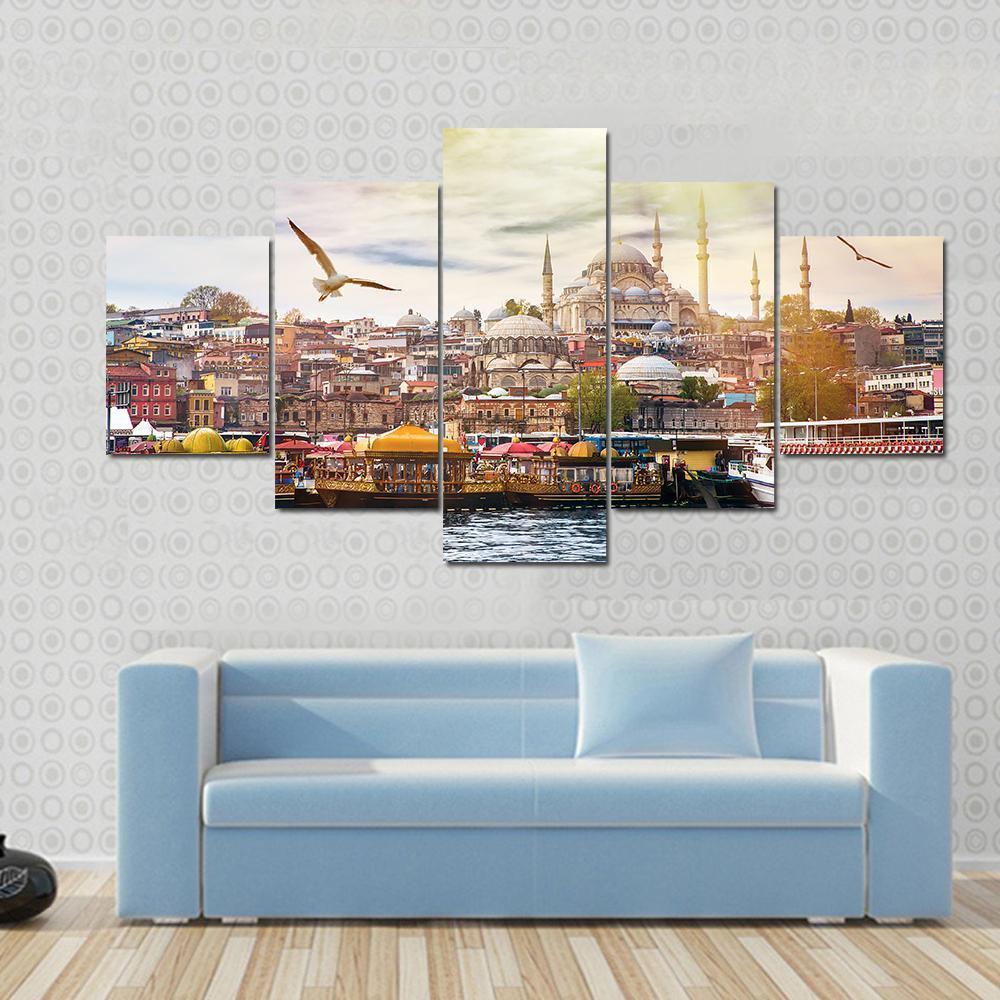 Istanbul City Canvas Wall Art-5 Star-Gallery Wrap-62" x 32"-Tiaracle