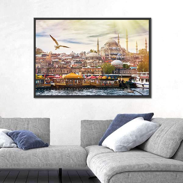 Istanbul City Panoramic Canvas Wall Art-1 Piece-36" x 12"-Tiaracle