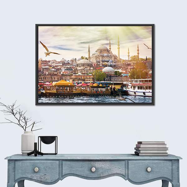 Istanbul City Panoramic Canvas Wall Art-1 Piece-36" x 12"-Tiaracle