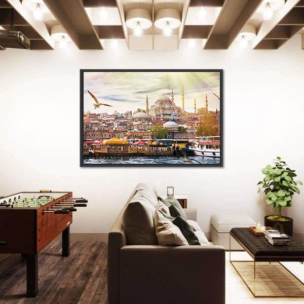 Istanbul City Panoramic Canvas Wall Art-1 Piece-36" x 12"-Tiaracle