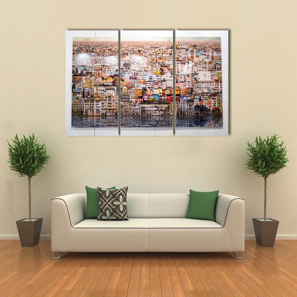 Istanbul In The Piece Of Art Canvas Wall Art-3 Horizontal-Gallery Wrap-25" x 16"-Tiaracle