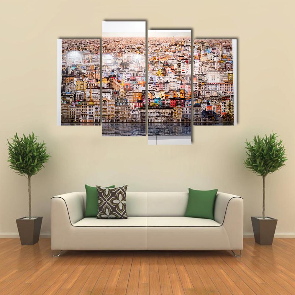 Istanbul In The Piece Of Art Canvas Wall Art-4 Pop-Gallery Wrap-34" x 20"-Tiaracle