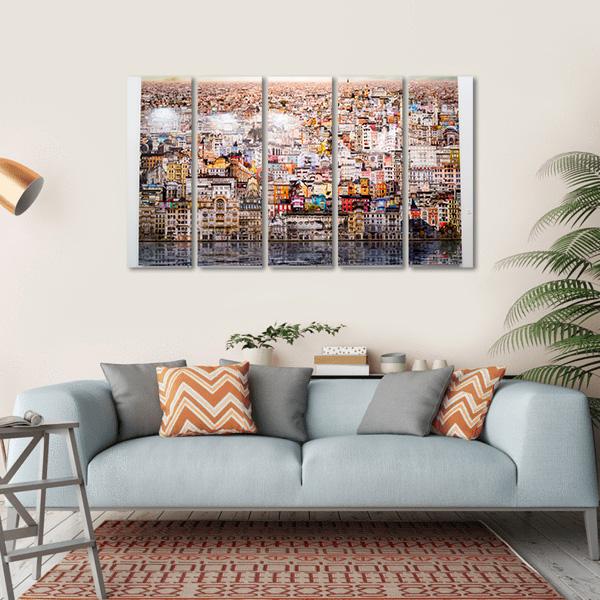 Istanbul In The Piece Of Art Canvas Wall Art-5 Horizontal-Gallery Wrap-22" x 12"-Tiaracle