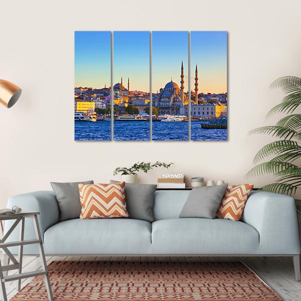 Istanbul Sunset Turkey Canvas Wall Art-4 Horizontal-Gallery Wrap-34" x 24"-Tiaracle