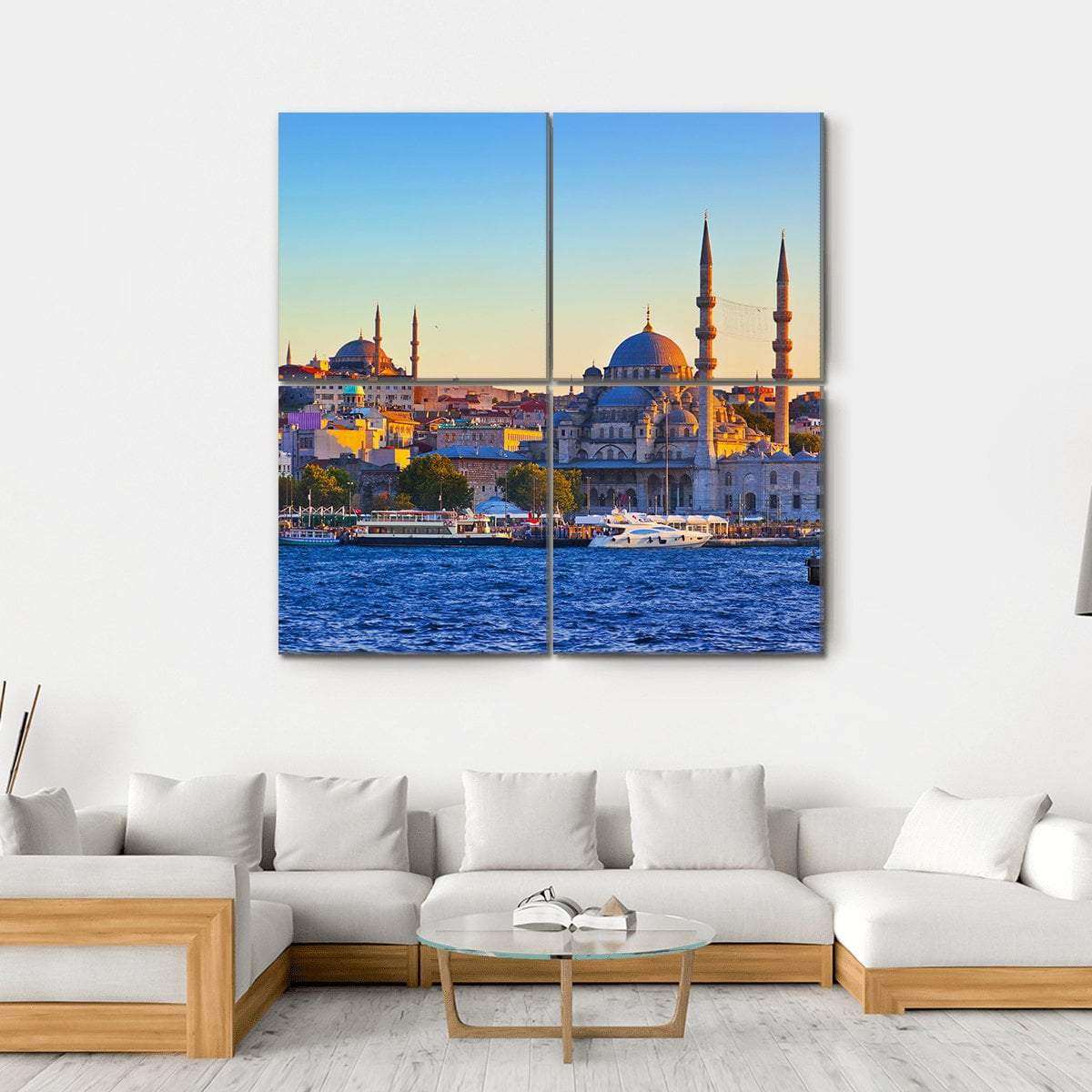 Istanbul Sunset Turkey Canvas Wall Art-4 Square-Gallery Wrap-17" x 17"-Tiaracle